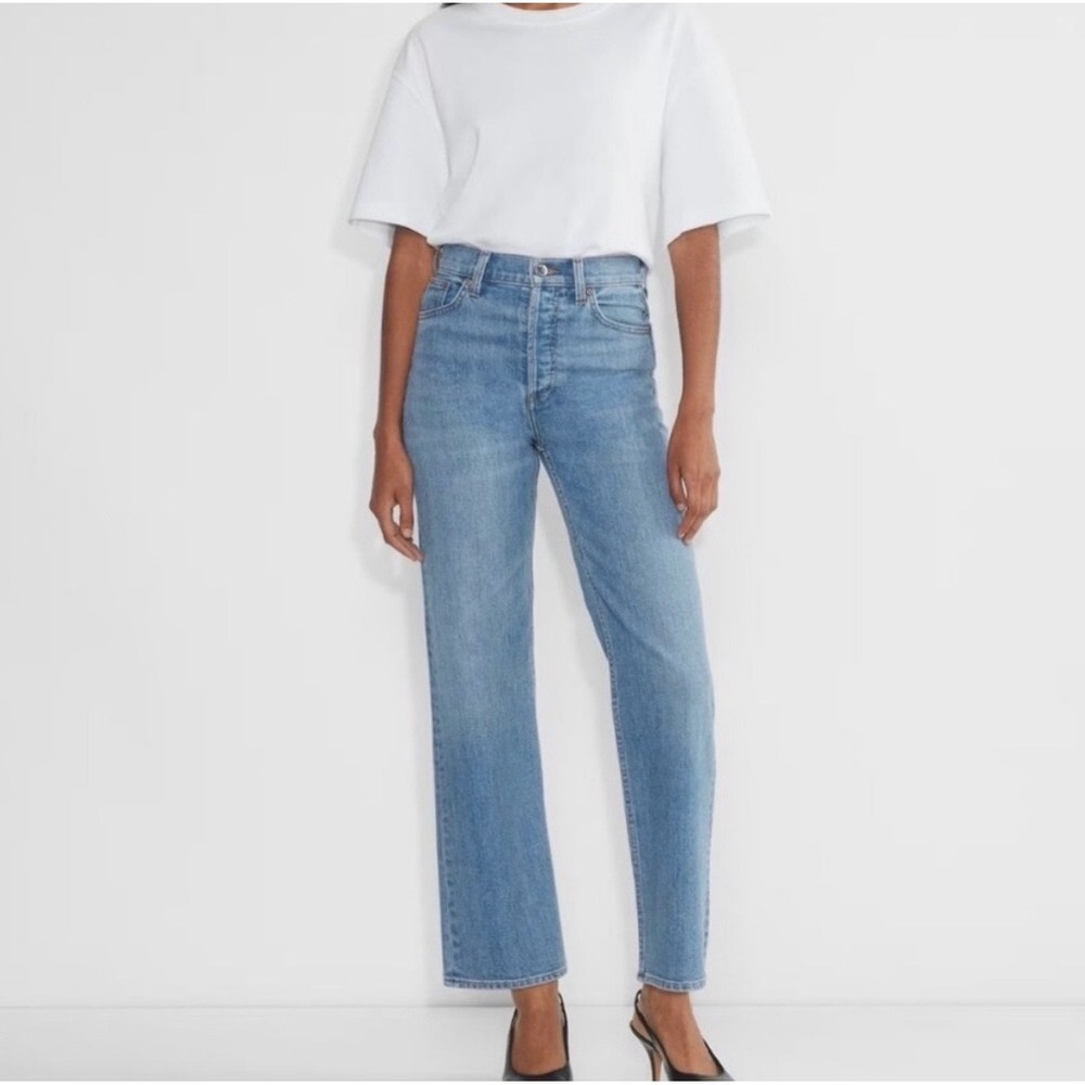 Aritzia Denim Forum The Arlo High Rise Straight 28L Jeans Medium Wash Size 27